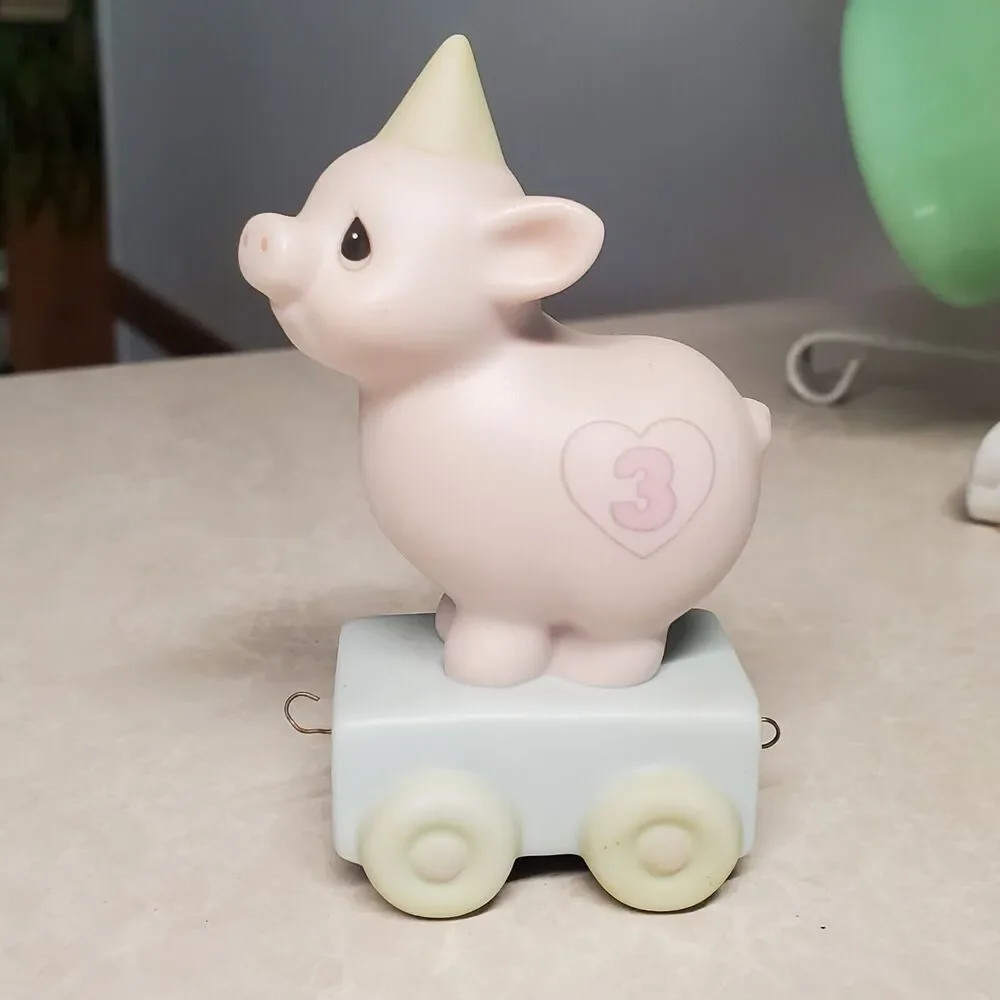 Precious Moments Birthday Train Age 3 “Heaven Bless Your Special Day” Pig